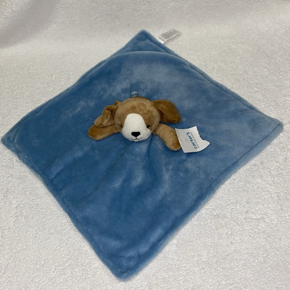 NWT Carter's Puppy Dog Lovey Security Blanket Blue with Brown Pup - Picture 3 of 7